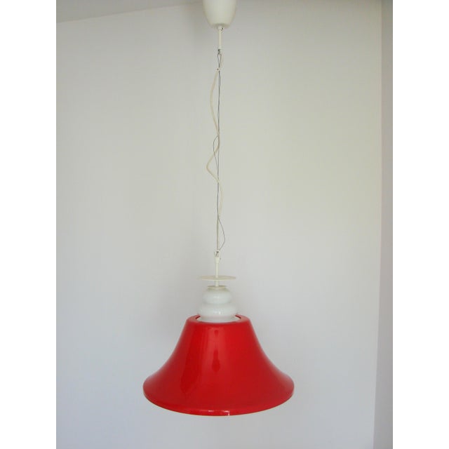 Space Age Pendant Light in Red Glass, 1970s For Sale - Image 10 of 11