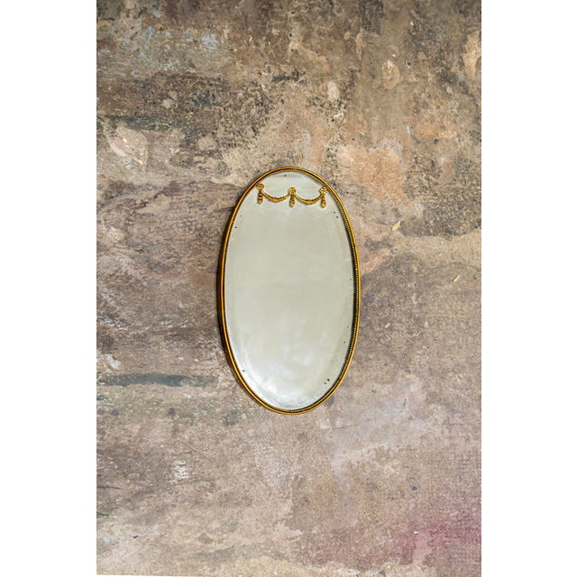Italian Mirror with Brass Frame, 1950s For Sale - Image 4 of 4