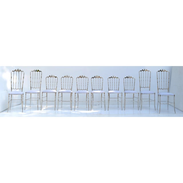 Maison Baccarat Crystal Room Restaurant Style Nickel Plated Dining Chair Set 10 For Sale - Image 13 of 13