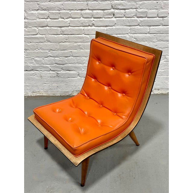 Mid Century Modern Scoop Lounge Chair by Carter Brothers | Orange Tufted Chair, C. 1950's For Sale - Image 13 of 13
