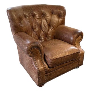 Vintage Leather Library Lounge Chair For Sale
