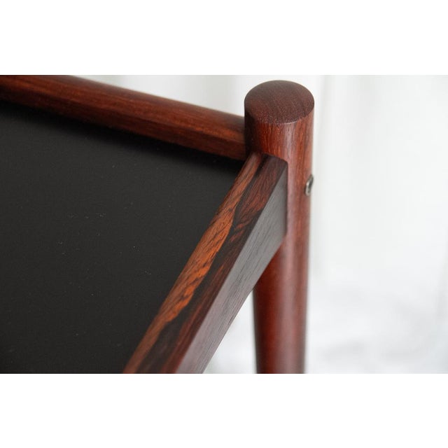 Danish Modern Rosewood Serving Trolley, 1960s. High end bar cart in Rosewood/Palisander and black Formica made in Denmark...