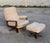 Set of Mid-Century Swivel Armchair and Ottoman in Tweed and Wood, 1970 For Sale - Image 14 of 14