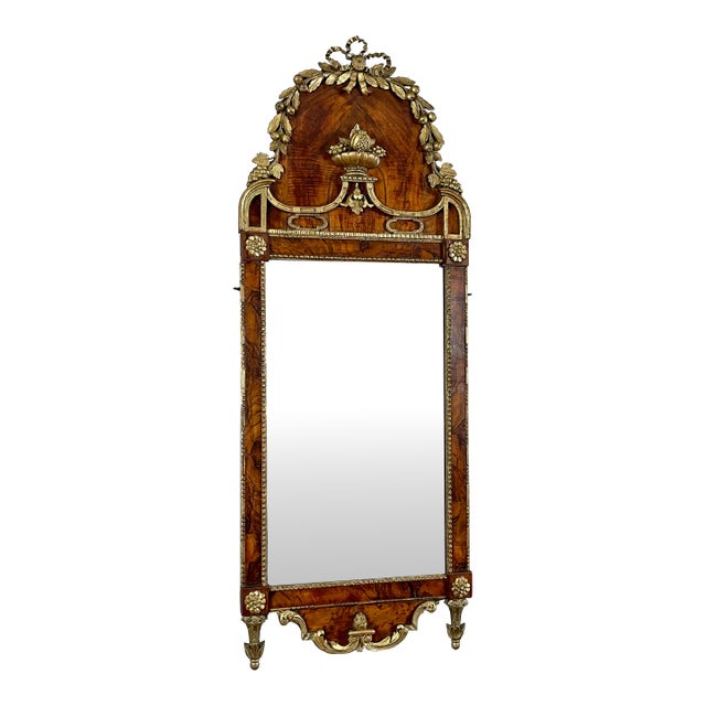 18th Century English Walnut & Gilt Pier Mirror For Sale