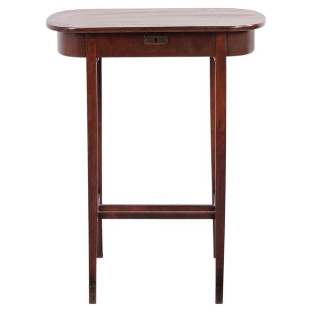 Mahogany Lamp Table or Sewing Table with Brass Lock and Tapered Legs, 1920 For Sale - Image 15 of 15