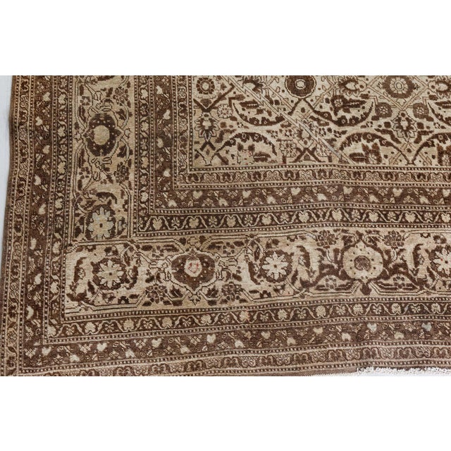 Antique Persian Tabriz Botanic Handmade Wool Carpet For Sale In New York - Image 6 of 9