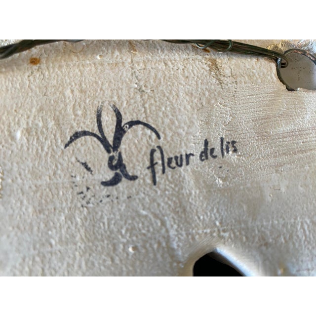 MId Century Chalkware, Baroque Over Door Pediment, Putti-Cherubs, Trumpets, Gargoyle Face 21.5" Wide For Sale - Image 17 of 18