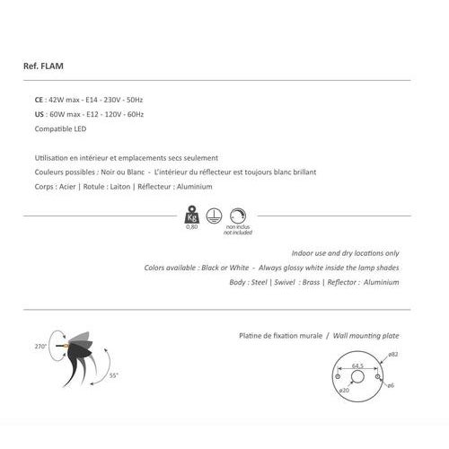 Not Yet Made - Made To Order Mid-Century Modern Black Flame Wall Lamp from Serge Mouille For Sale - Image 5 of 6