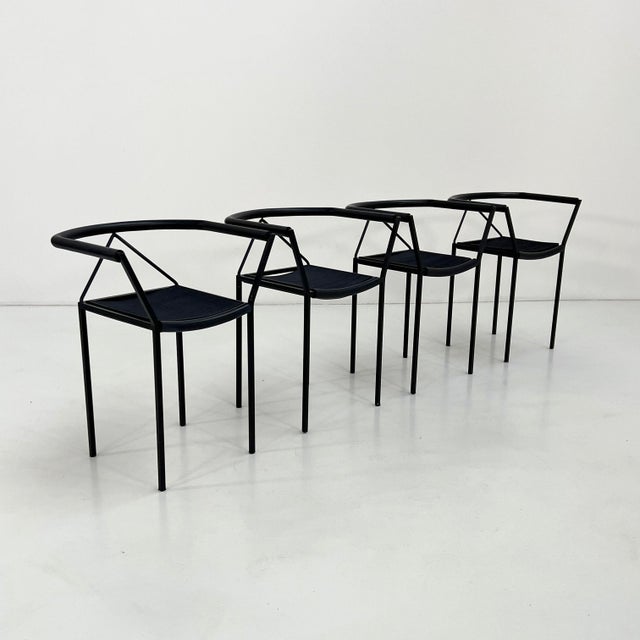 Vintage Poltroncina Chairs by Maurizio Peregalli for Zeus Noto, 1980s, Set of 4, in Good conditions. Designed 1980 to 1989...