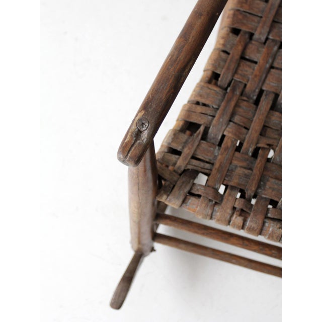 Wood Antique Splint Weave Seat Rocking Chair For Sale - Image 7 of 12