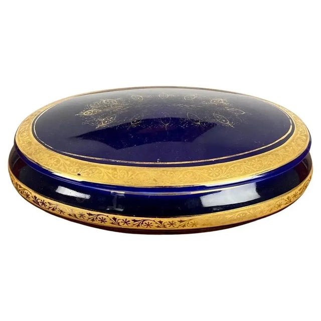 Cobalt Blue Porcelain Box attributed to Malbec and Treillard For Sale - Image 9 of 9