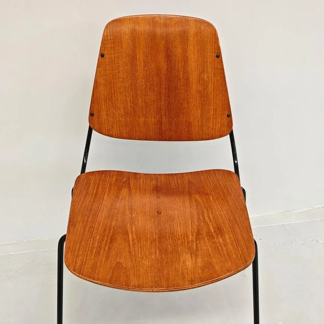 Vintage Black Metal & Plywood Dining Chairs by Augusto Bozzi for Saporiti, 1960s, Set of 6 For Sale - Image 10 of 18