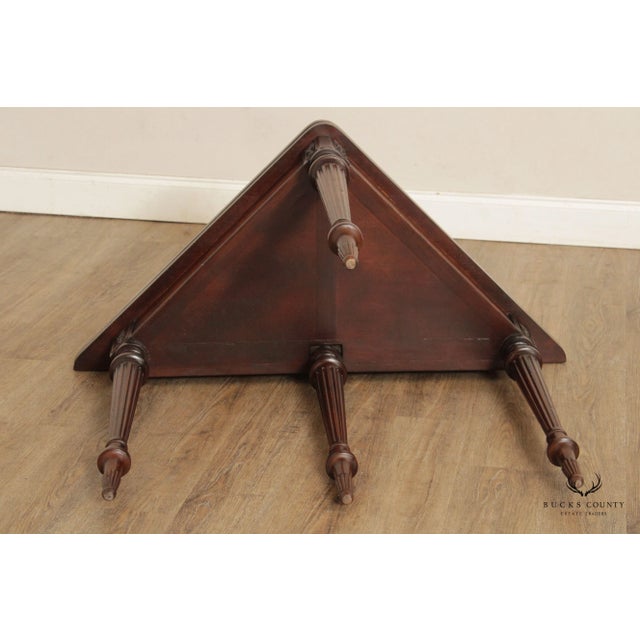 2000 - 2009 Federal Style Gate Leg Leather Top Mahogany Corner Card Table For Sale - Image 5 of 13