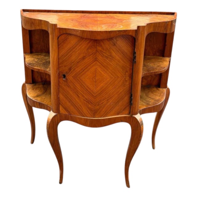 1970s French Inlaid Curved Cabinet For Sale