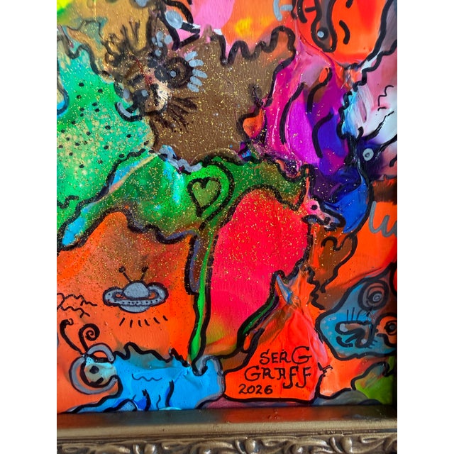 2020s Original Abstract Painting Serg Graff "Ufo" Surreal Fantasy Pop Art, Coa For Sale - Image 5 of 10