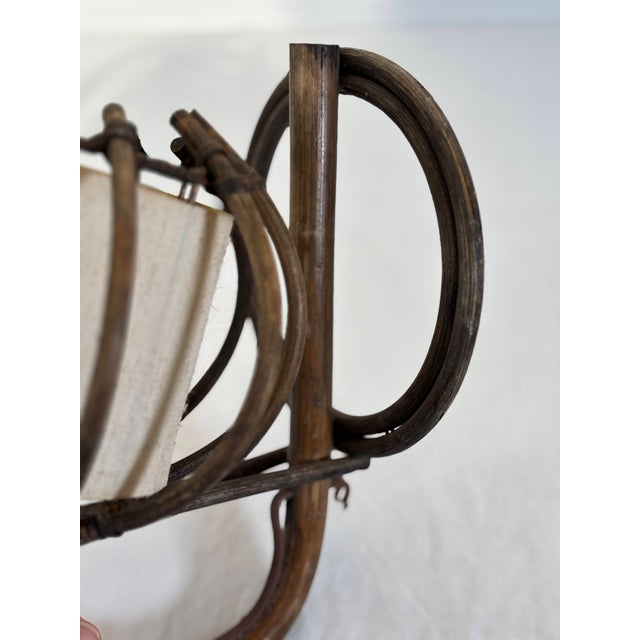 Mid-Century Modern Wall Sconce in Bent Rattan and Canvas by Louis Sognot, 1950 For Sale - Image 3 of 11