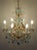 Mid-Century Modern Vintage Florentine 6-Light Chandelier in Gilded Iron with Crystals and Murano Glass Pendants, 1950s For Sale - Image 3 of 14