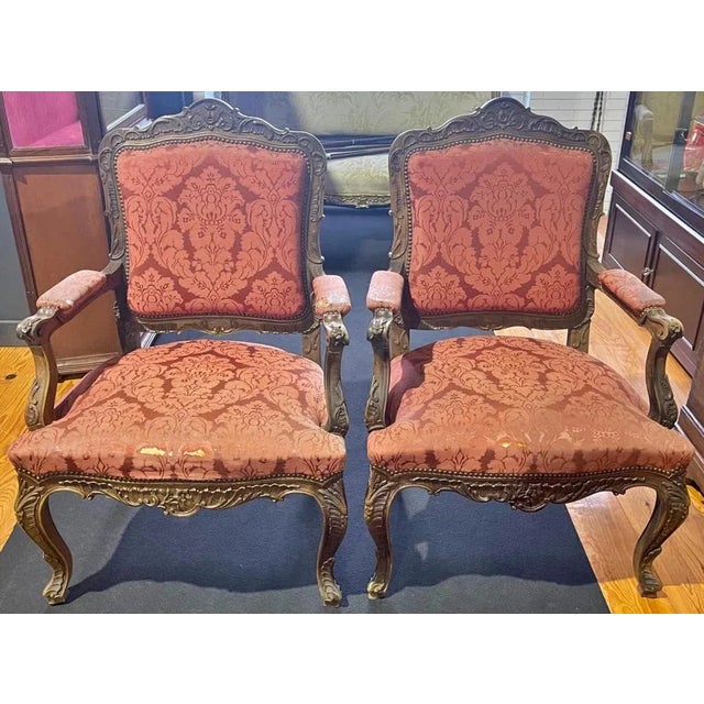 Set of Louis XV Style Armchairs, 19th Centuty For Sale - Image 5 of 6
