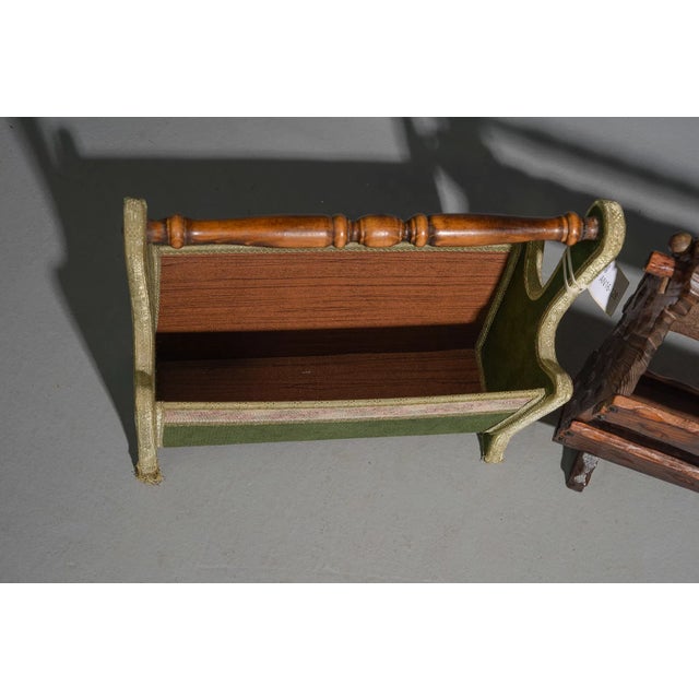 Mid-Century Modern Mid 20th Century Set of 3 Danish Mid-Century Magazine Racks in Mixed Wood & Upholstery For Sale - Image 3 of 5