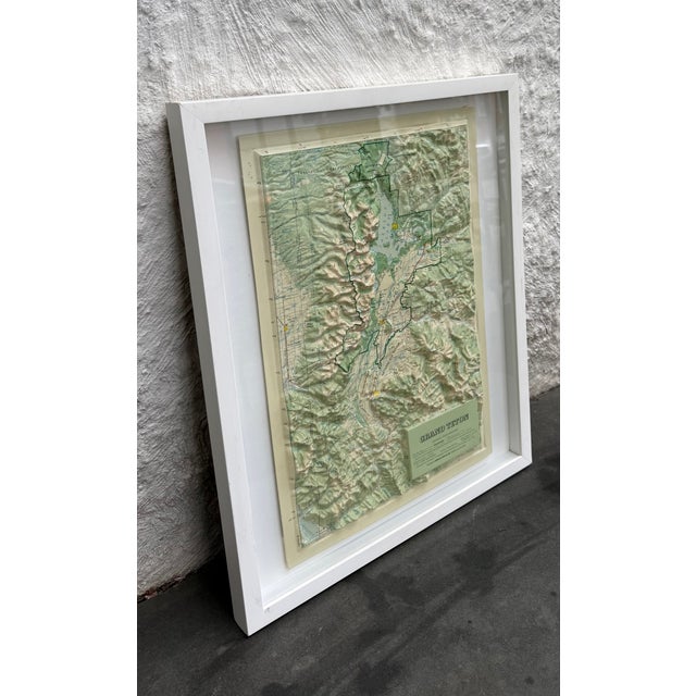 Bradley Hubbard Vintage Grand Teton Wyoming Hubbard Scientific Map Raised Relief Framed For Sale - Image 4 of 6