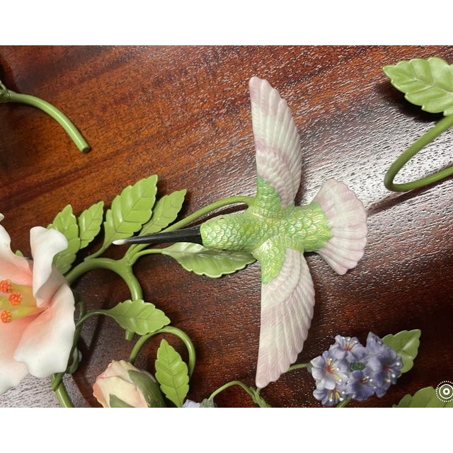 Metal Vintage Porcelain and Tole Floral Candle Holder Wall Sconces - Set of 4 For Sale - Image 7 of 11
