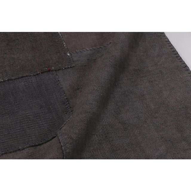 Textile Vintage Anatolian Patchwork Rug, in Brown, Gray and Charcoal Hues - Rug & Kilim For Sale - Image 7 of 9