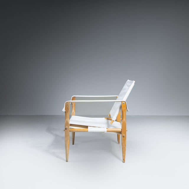 Safari Kk47000 Armchair by Kaare Klint for Carl Hansen & Søn, Denmark, 1960s, in Worn conditions. Designed 1950 to 1959 I...
