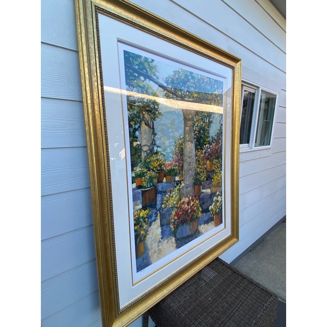 1990s Howard Behrens Impressionist Mediterranean Floral Terrace Serigraph - Signed, Limited Edition 106/175 For Sale In Portland, OR - Image 6 of 14