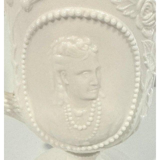 Victorian Late 19th Century Princess Louise Pink Milk Glass Jug For Sale - Image 3 of 9