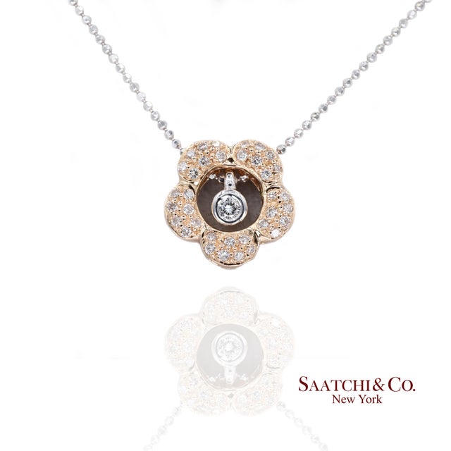 18K Solid Rose and White Gold Diamond Pendant Necklace with Chain Metal Type: 18k Gold, Rose Gold, White Gold Total Item...