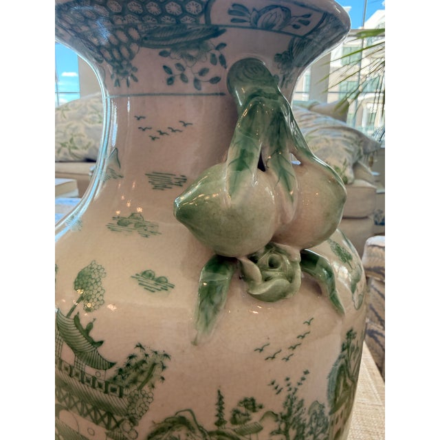 2020s Pair of Decorative Kelly Green Porcelain Vases For Sale - Image 5 of 8