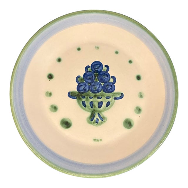 Mid-Twentieth Century M. A. Hadley Hand Painted Stoneware Dinner Plate in the Bouquet Pattern For Sale