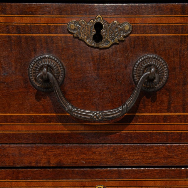 19th Century 19th Century France Edwardian Brown Wood Writing Desk For Sale - Image 5 of 11