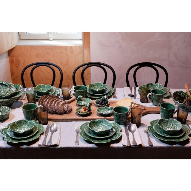 Bordallo Pinheiro Cabbage Complete Dinnerware Set with Mug, Green - Service for One For Sale - Image 9 of 12