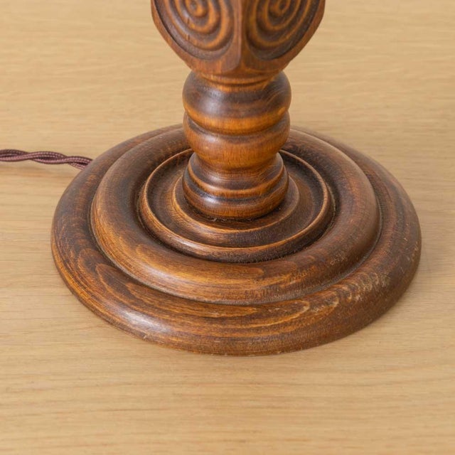 French Carved Wood Table Lamp by Charles Dudouyt For Sale - Image 9 of 11