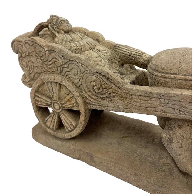 Mid-20th Century Chinese Stone Horse and Chariot Sculpture For Sale - Image 9 of 12