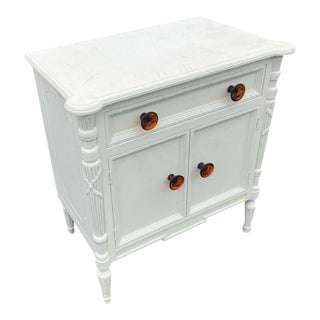 Julia Gray Hand-Painted Designer Nightstand For Sale