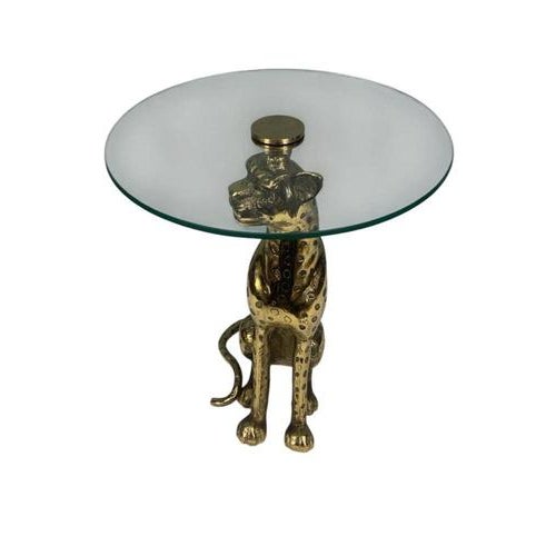 Metal Hollywood Regency Leopard Side Table in Bronze For Sale - Image 7 of 8