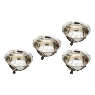 Silver Bowls with Raised Claw Feet, Reliefs and Rim Friezes, Set of 4 For Sale