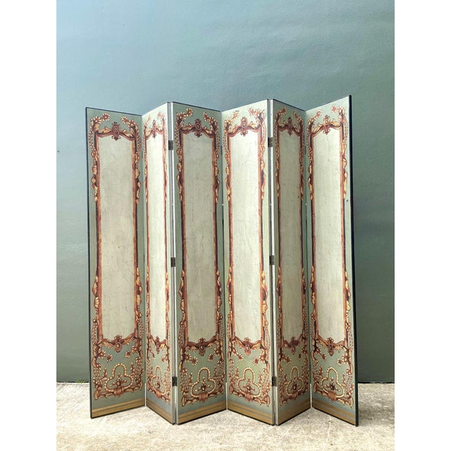 Vintage Neoclassical Paper Folding Screen For Sale In West Palm - Image 6 of 18