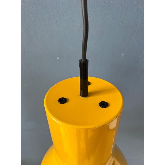 Space Age Industrial Yellow Metal Shaped Pendant Light For Sale - Image 9 of 11
