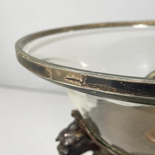 Metal Italian Cup with Glass Hemisphere and Decorated Wood Stem, 1890s For Sale - Image 7 of 18