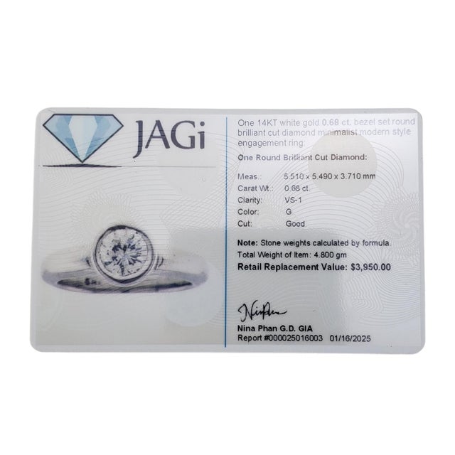 Late 20th Century 14 Karat White Gold Diamond Engagement Ring, Size 5.25 For Sale - Image 9 of 9