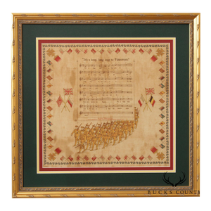 Early 1900s World War I Era Framed Handkerchief