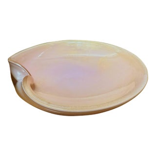1960s Alfredo Barbini Style Pink Opal Gold Dust Murano Folded Rim Bowl For Sale