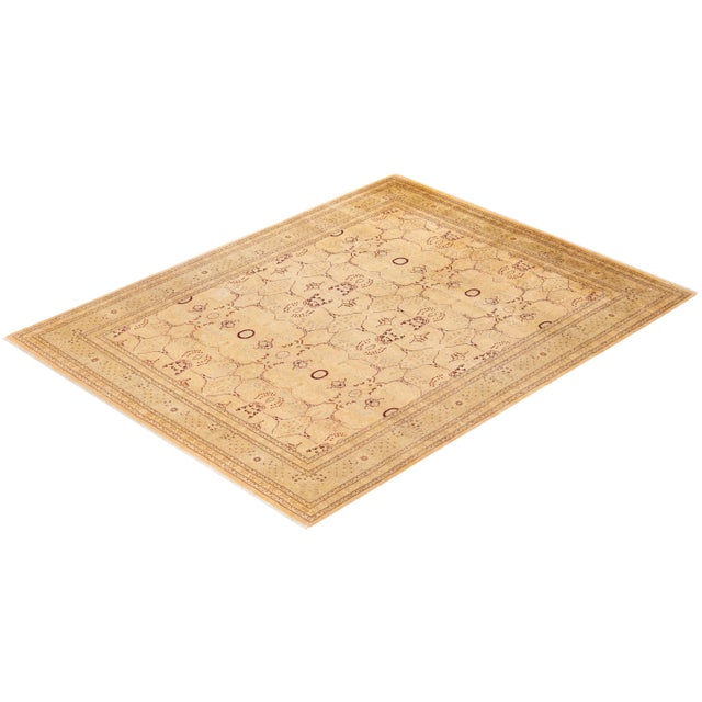 Beige Vintage Moroccan Hand Knotted Wool Area Rug, Beige - 8'2" X 10'6" For Sale - Image 8 of 9