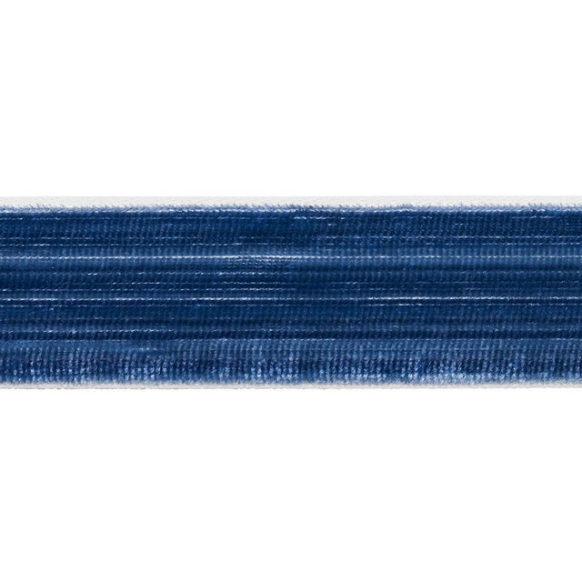 Sample - Schumacher Gaspard Velvet Tape Narrow Trim in Sapphire For Sale