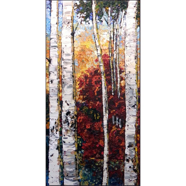 "Untitled" Aspens framed Original Oil Painting on Canvas by Maya Eventov Hand signed by the artist museum mounted, matted...