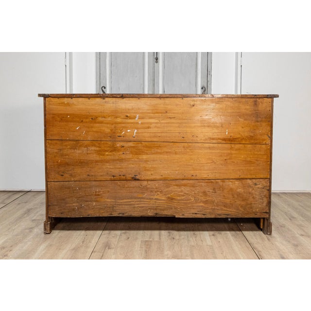 Wood Mid 20th Century Italian Walnut and Iron Pastaia Shop Cabinet with Nine Drawers and Glass Panels For Sale - Image 7 of 8