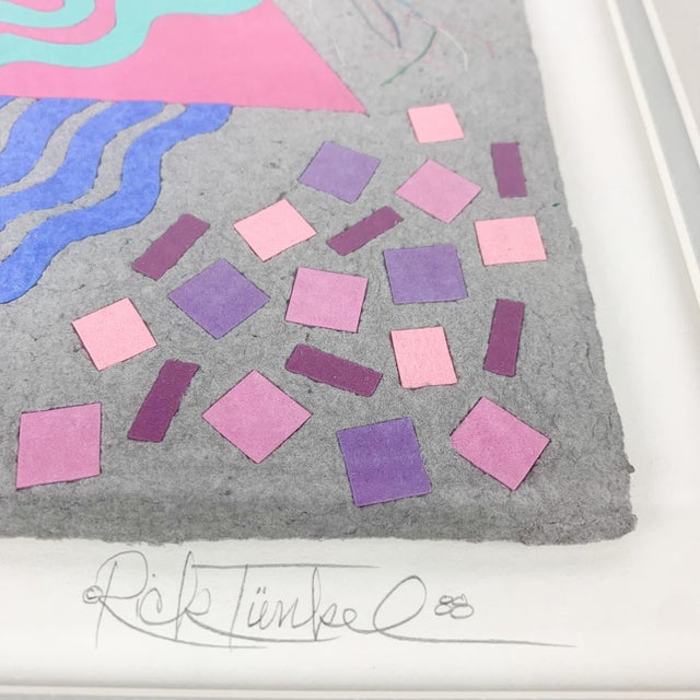 Vintage Tunkel 1988 Original Handmade Abstract Art Mixed Media Collage Framed For Sale - Image 9 of 9